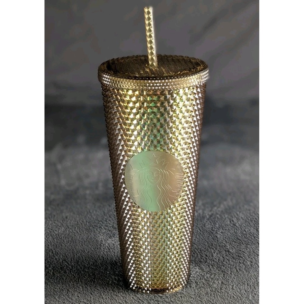 NEW Disneyland  Starbucks 50th Anniversary Gold Studded‎ Tumbler with Straw 24oz
